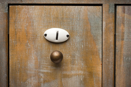 Detailed Antique Wood Filing Cabinet Macro Image