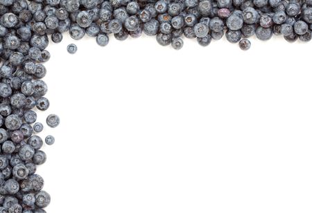 Fresh Blueberries Border Isolated on a White Background.の写真素材