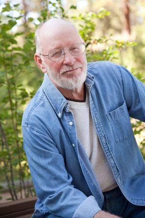 A Handsome Happy Senior Man Outdoor Portrait.の写真素材