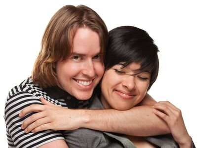 Diverse Caucasian Male and Multiethnic Female Portrait Isolated on a White Background.の写真素材