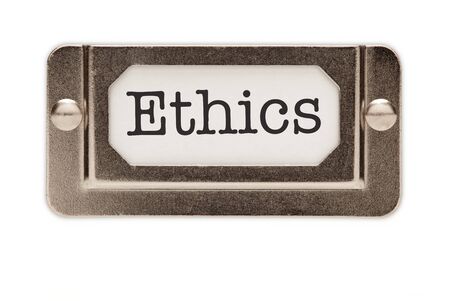 Ethics File Drawer Label Isolated on a White Background.の写真素材