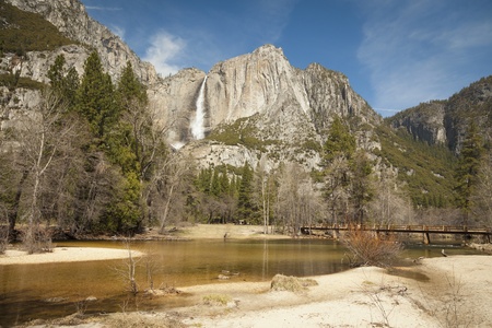 Upper Falls and Merced River at Yosemite on a Spring Day.の写真素材