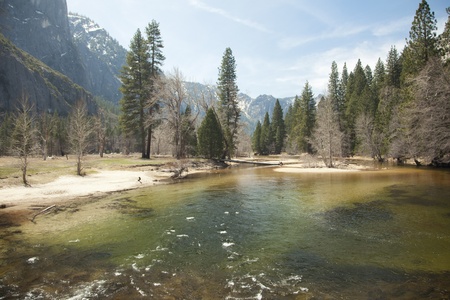 Dramatic Yosemite Valley River on a Spring Day.の写真素材