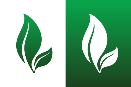 Leaf Pair Icon Illustrations. Both Solid and Reversed Background.のイラスト素材