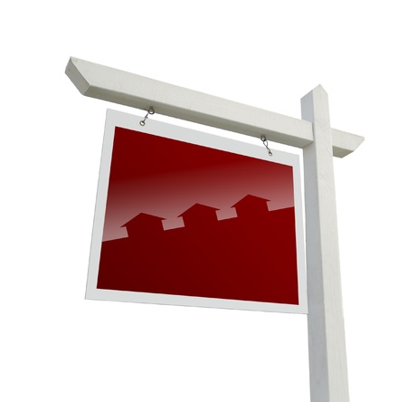 Red Real Estate Sign with House Silhouetteの写真素材