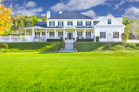 Beautiful Custom Built Home Facade and Yard.の写真素材