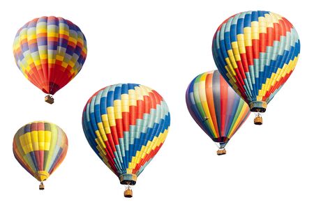A Colorful Set of Hot Air Balloons Isolated on a White Background.の写真素材