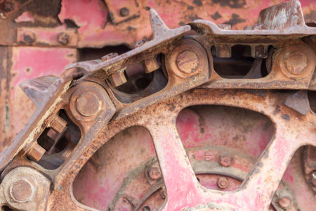 Abstract Rusty Vintage Tractor Tracks and Gears.