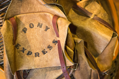 Vintage Leather Pony Express Saddle Bags Abstract.の写真素材