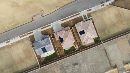 Drone Aerial View of Home Construction Site Final Stage.の写真素材