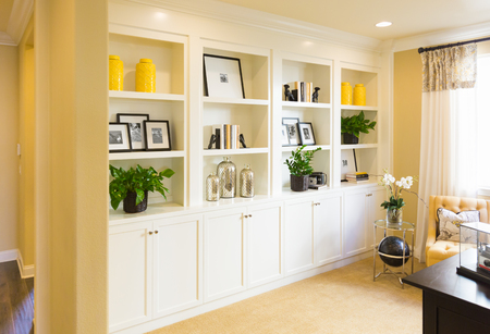 Beautiful Custom Shelves and Cabinet Built-in Interior.の写真素材