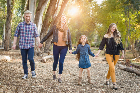 Mixed Race Brothers and Sisters Outdoors.の写真素材
