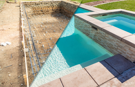 Before and After Pool Build Construction Site.の写真素材