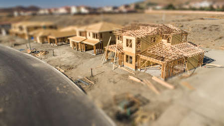 Aerial View of New Homes Construction Site with Tilt-Shift Blur.の写真素材