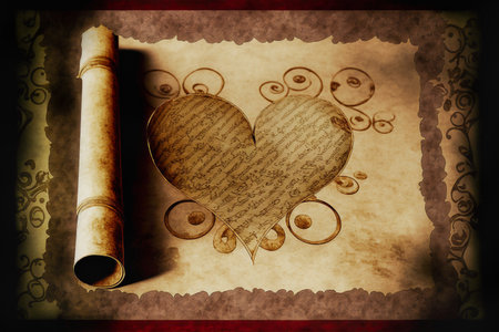 Heart on Parchment Paper - Generative AI.の素材