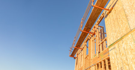 Abstract Perspective of a House Wood Construction Framing.の写真素材