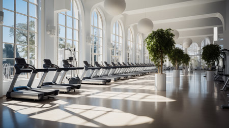 Large New Fitness Gym. Generative AI.の素材