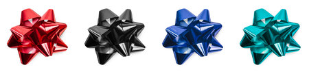 Gift Bow Set of Four with Shadow Isolated Ready for Your Present Isolated on a White Background.の写真素材