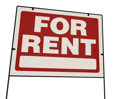 Right Facing For Rent Real Estate Yard Sign Isolated on a White Background.の写真素材