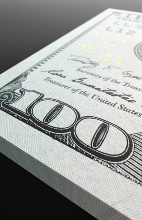 Ten Thousand Dollar Stack of One Hundred Dollar Bills Close-up Abstact.の写真素材