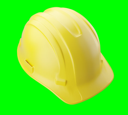 Yellow Construction Hard Hat Isolated on a Green Screen.の写真素材