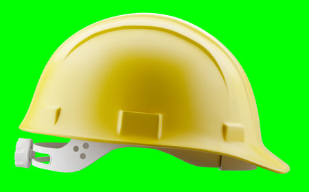 Yellow Construction Hard Hat Isolated on a Green Screen.の写真素材