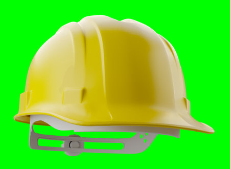 Yellow Construction Hard Hat Isolated on a Green Screen.の写真素材