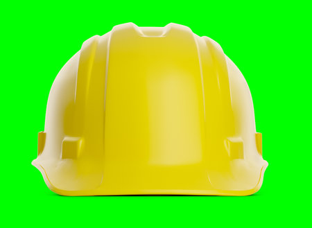Yellow Construction Hard Hat Isolated on a Green Screen.の写真素材