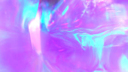Christmas background. Neon bright magenta cyan lights. Crystal prism refracting light in vivid colors. Diamond holographic abstract background for holiday or partyの写真素材