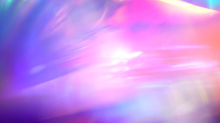 Pastel rainbow. Purple blue pink teal glowing. Iridescent glitters and shimmer pigmentsの写真素材