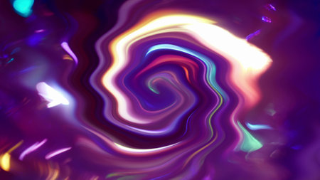 Liquid holographic vortex. Surreal whirlpool and waves. Gradient of pink purple blue magenta colors. Hypnosis, abstraction, dream visualizationの写真素材