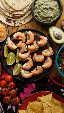 Fajitas, wheat tortillas as taco wraps. Mexican cuisine