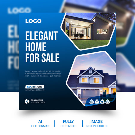 Modern, simple, real estate social media post designのイラスト素材