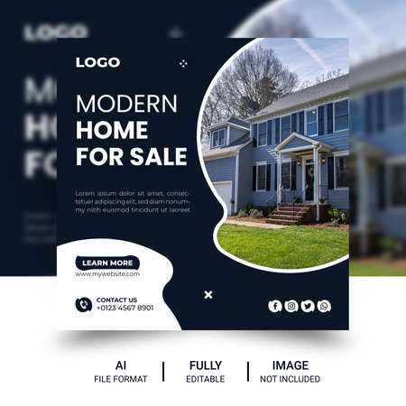 Modern, simple, real estate social media post designのイラスト素材