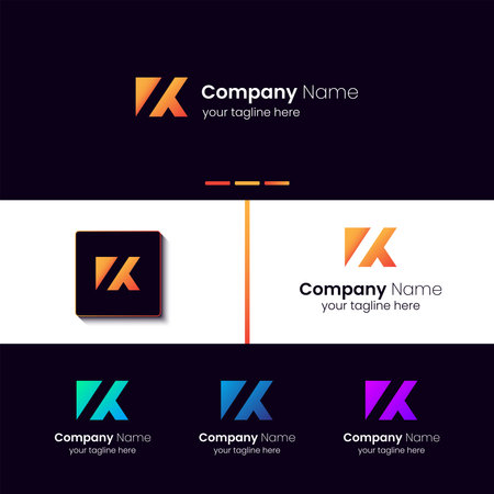K typography logo, custom, creative, business, professional, typography, object, modern, minimal, symbol, vectorのイラスト素材