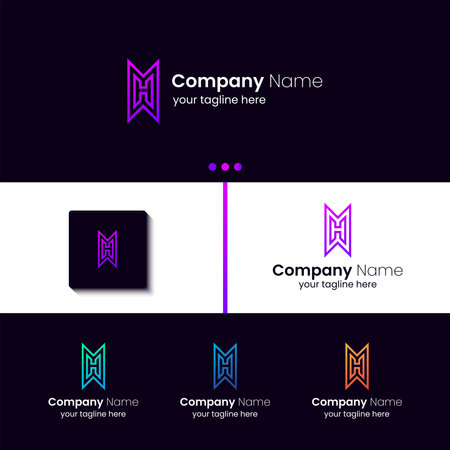 MH typography logo, custom, creative, business, professional, typography, object, modern, minimal, symbol, vectorのイラスト素材