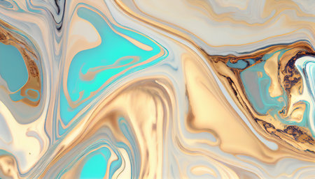 Marbled blue abstract background with golden sequins. Liquid marble pattern.の素材