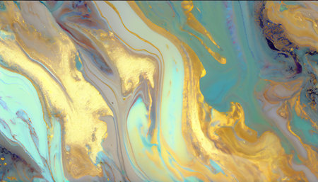 Marble abstract acrylic background. Marbling artwork texture. Agate ripple pattern. Gold powder.の素材