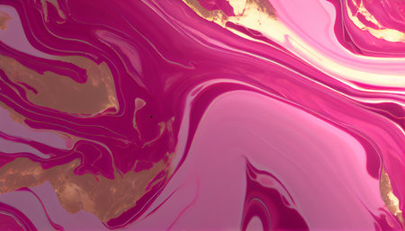 Abstract background of acrylic paint in pink and gold colors. Liquid marble pattern.の素材