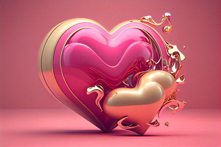 Valentine's Day background with heart. 3D rendering.の素材