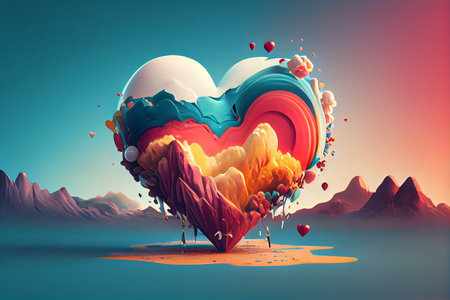 Valentine's day background. 3d rendering, 3d illustration.の素材