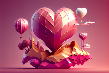 Valentine's day background. 3d rendering, 3d illustration.の素材