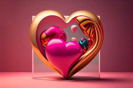 Valentine's day background with heart. 3D illustration.の素材