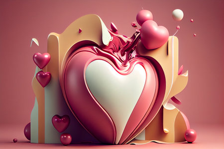 Valentine's Day background. 3D illustration. Love concept.の素材