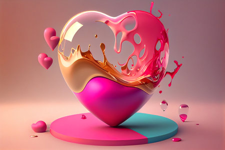 3d render of Valentine's day abstract background with hearts. Love concept.の素材