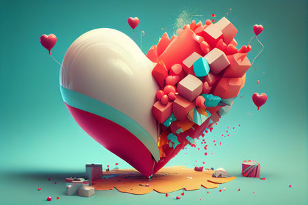 Valentine's day love concept. 3d rendering, 3d illustrationの素材