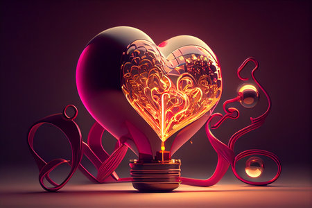Valentine's day background with heart shape. 3D renderingの素材