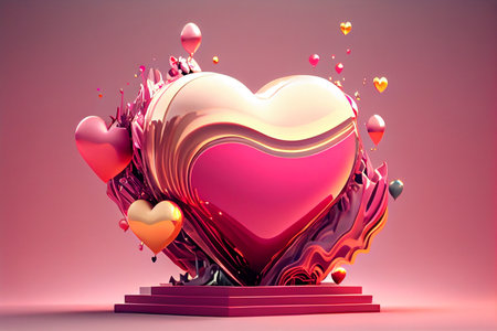 Valentine's Day abstract background. 3d rendering, 3d illustration.の素材