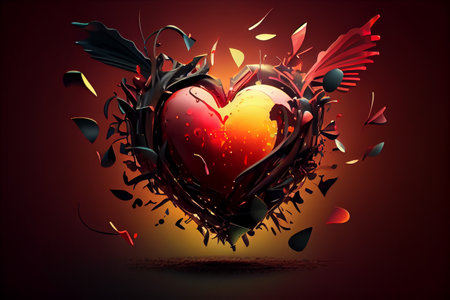Valentine's day background with heart and wings. Vector illustration.の素材