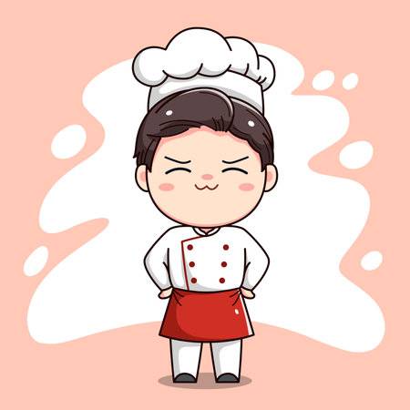 Cute chef boy kawaii characterのイラスト素材